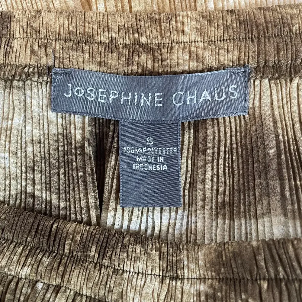 Boho Midi Skirt Size Small Green Brown Abstract Crinkle Pleated Fairy Whimsigoth